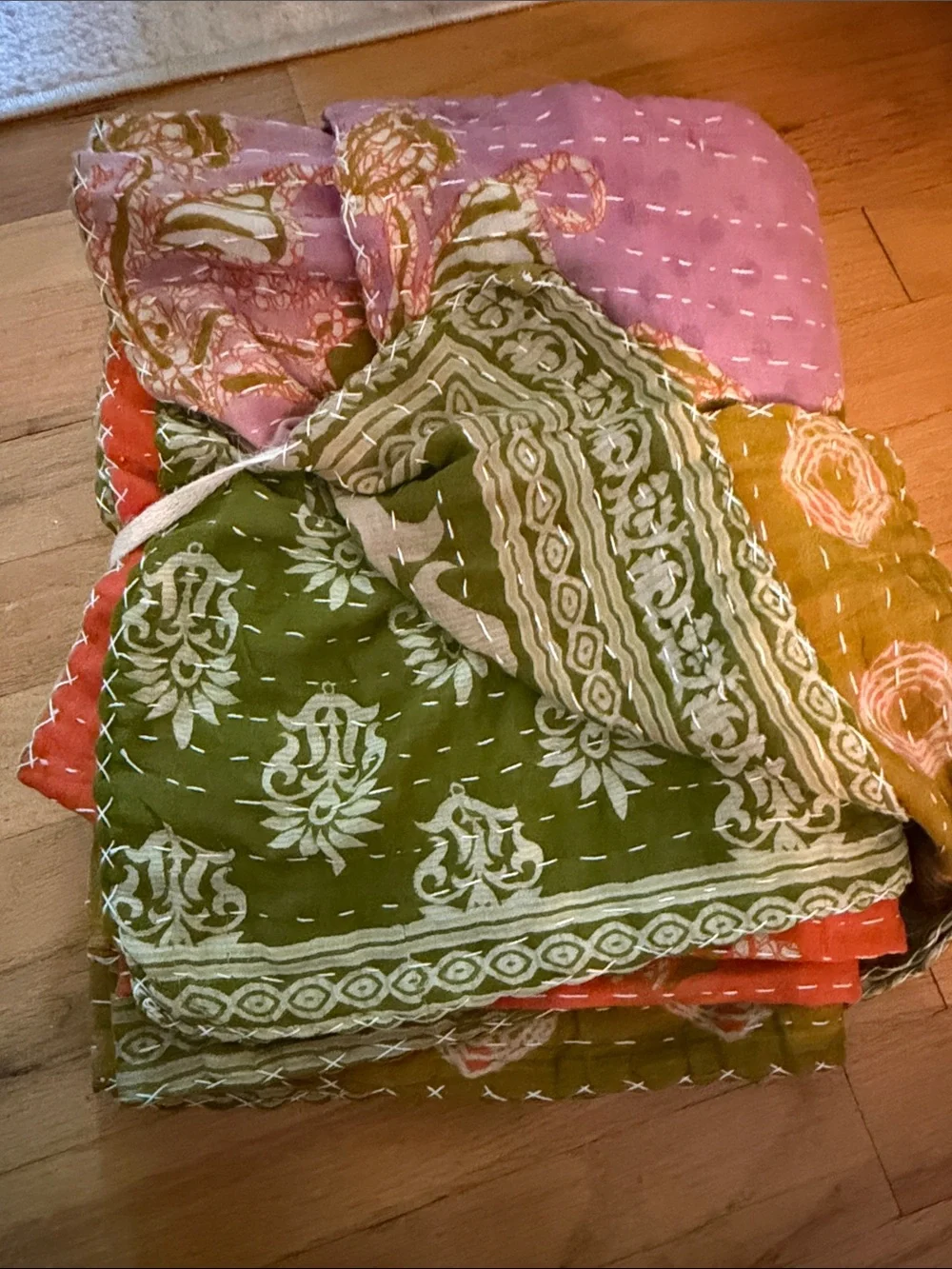 Handmade cotton BOHO Kantha Quilted Throw 55x85 twin
